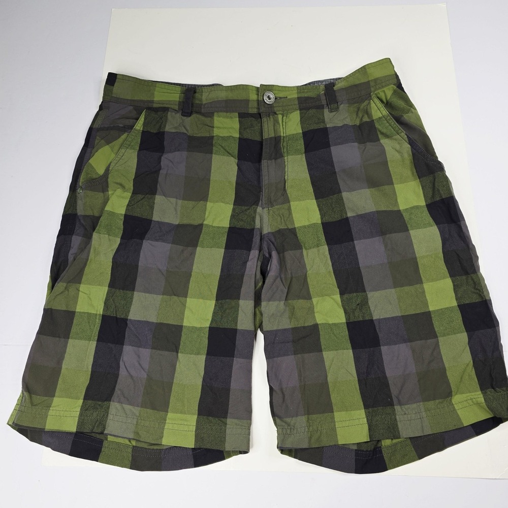 Lululemon Shorts Mens 36 Green Black Plaid Lined Athletic Drawstring Pockets‎